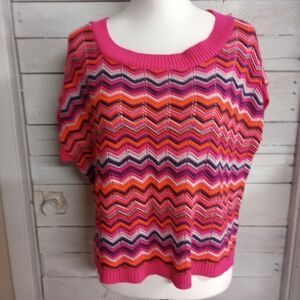 Takeout Zigzag Dolman Boxy Scoopneck Cropped Sweater Top Y2K Size XL Beach